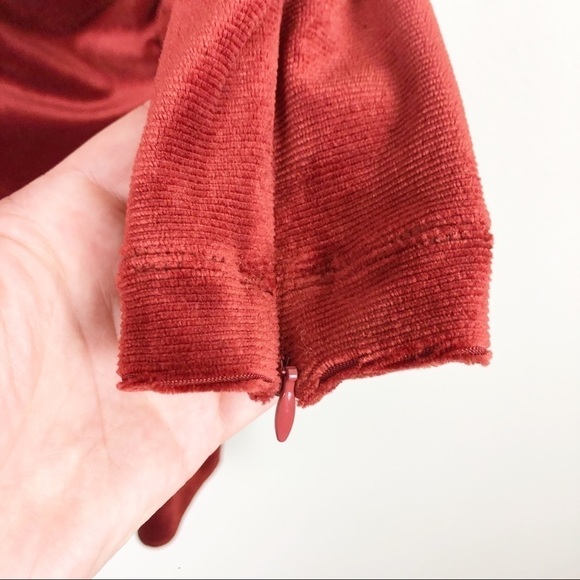 A.L.C. Marcel Ruched Velvet Long Sleeve Mini Dress Sumac Red Cocktail Party - Picture 5 of 10